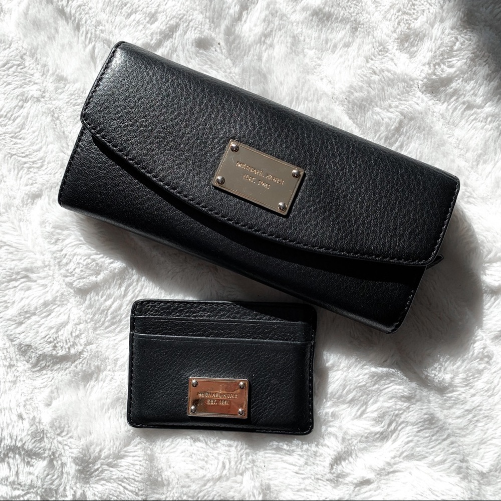 Michael Kors Black Leather Wallet & Card Holder
